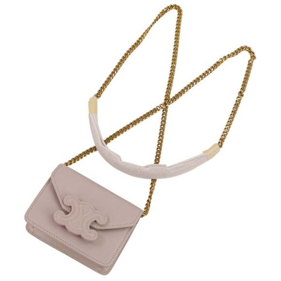 CELINE Triomphe Chain Card Holder Mini Shoulder Bag S-BB-4292 Light Pink Women's - Picture 12 of 13